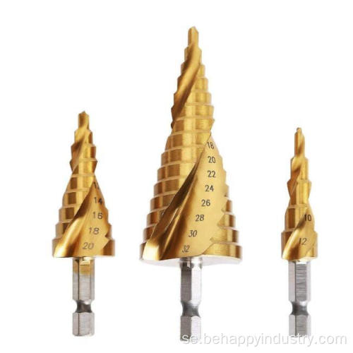 3PC HSS Tin-Coated Spiral Flute Step Drill Set